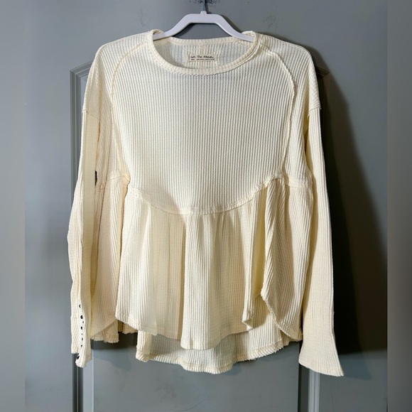 We The Free Cream Waffle Knit Sweatshirt - Picture 2 of 5